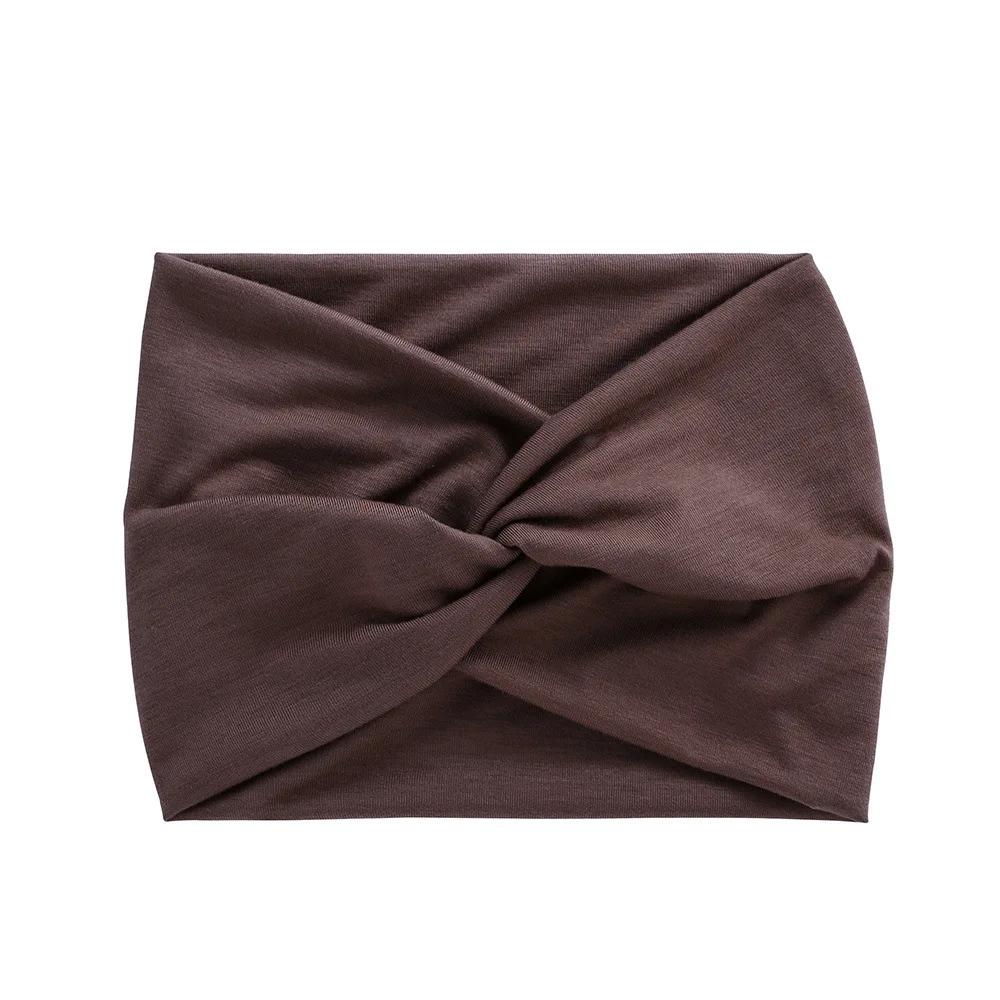 Simple Soild Color Twisted Extra Large Thick Wide Headbands Elastic Turban Workout Sports Hair Band Headwear