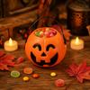Halloween Pumpkin or - Handheld Candy Pail with Handle, Orange Decor for Party and Collection
