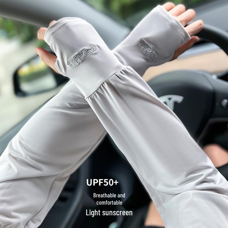 Damskie rękawki bez palców z lodowego jedwabiu chroniące przed promieniowaniem UV do jazdy na świeżym powietrzu