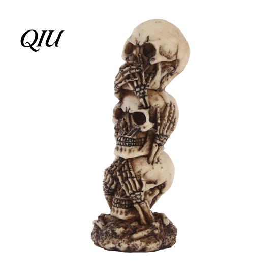 Alte Textur Schädel Sehen Hören Sprechen Kein Böses Figur, Gruselige Halloween Harz Dekoration Skelett Statue für Kaminsims, Tisch, Gothic Wohnkultur Vintage