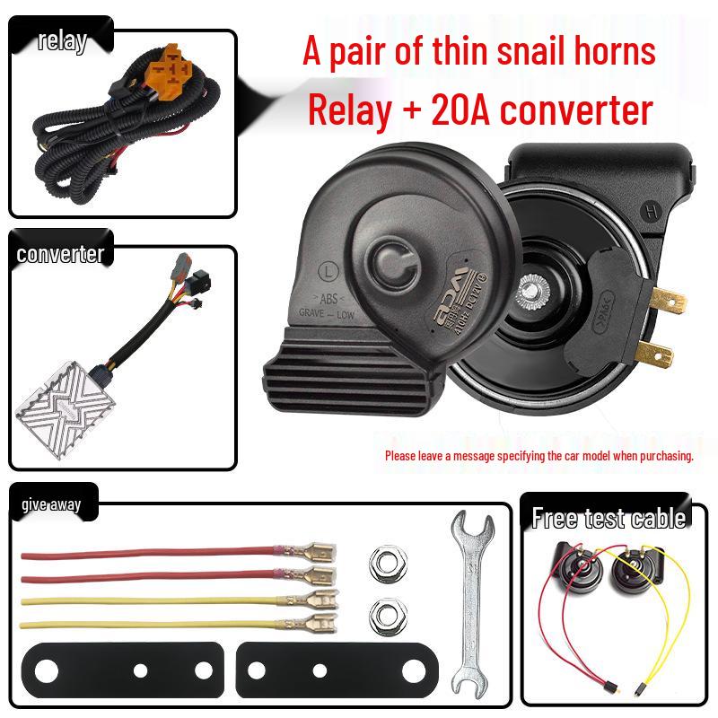 Fits Xiao Niu Electric Vehicle 12V Slim Waterproof Dustproof Snail Horn, Single to Double Conversion.