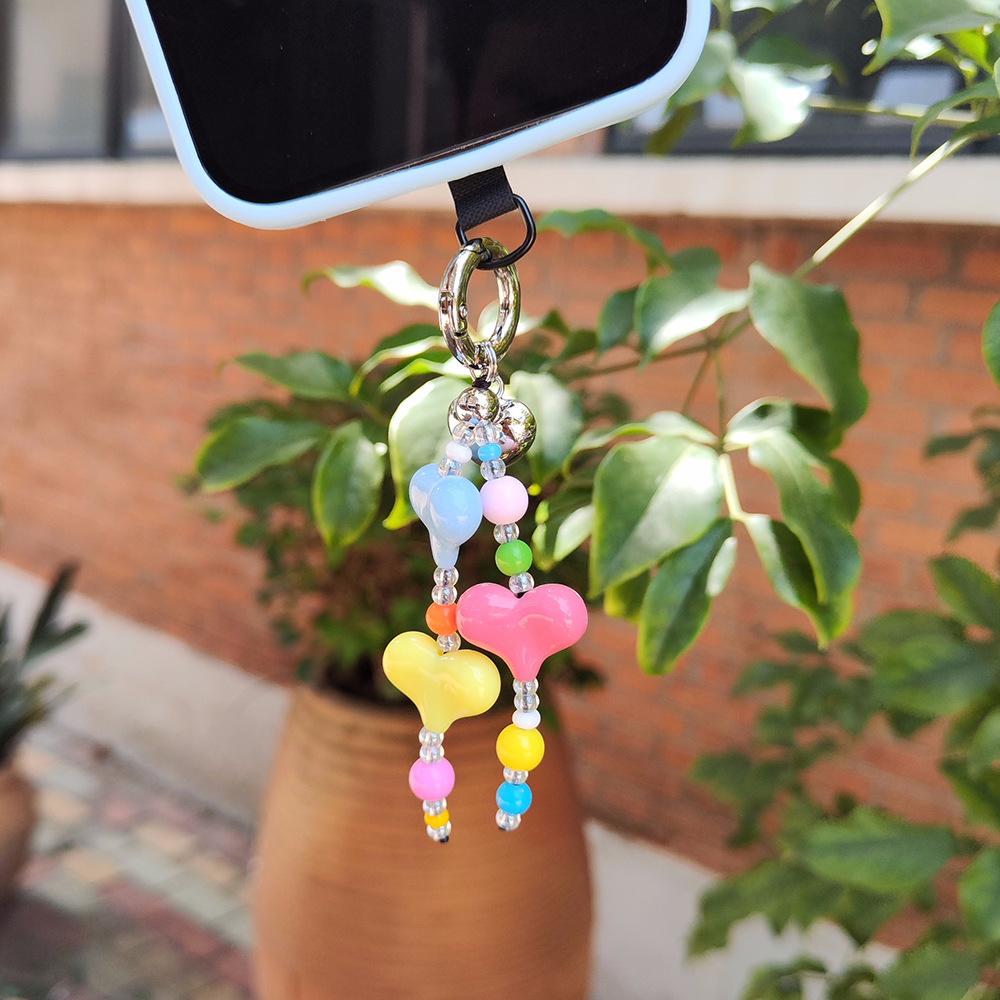 HERLOOK Colorful Heart Chain for Women Girls Cute Phone Charm Keychain Accessories for Bag Purse Backpack Jewelry Gift Idea