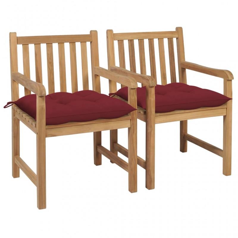 Day and Night - Day and Night Garden Chairs 2 Units Teak Wood with Red Cushions