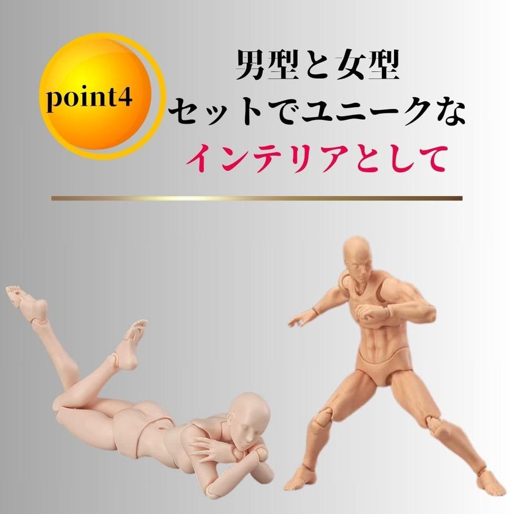 TikTrunk Action Figure Drawing Doll Male and Female Set Movable Illustration Creation Manga Muscular PVC Made 1/12 (Skin Color)