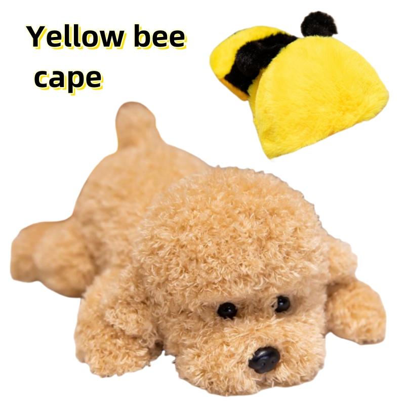 33-48cm Cartoon Teddy Dog Plush Doll Lying Wearing Bee Ladybug Cape Teddy Dog Plush Toy Home Decoration Gift For Boys And Girls