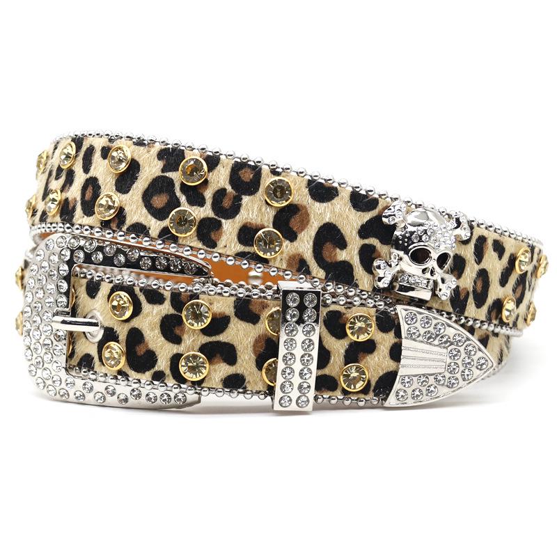 

Мужской ремень в стиле хип-хоп панк с черепом из страз 105cm