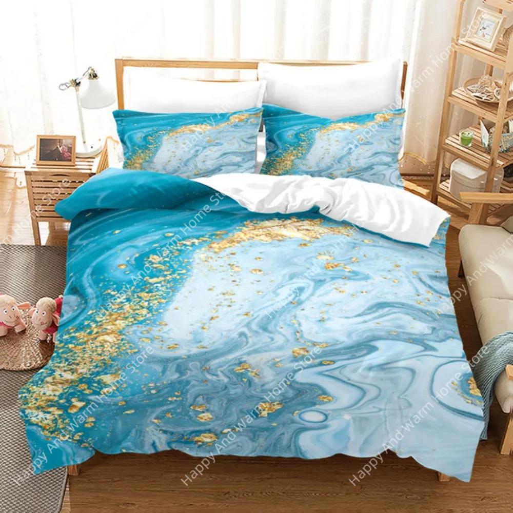 Luxury 3D Black Marble Bedding Sets Simplicity Gilding Bed Linen Women Girls Single Double Twin Queen King Size Duvet Cover Sets