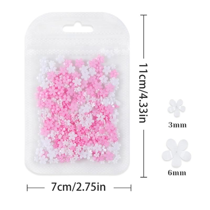 400Pcs 3D Flower Nail Charms,Resin Flower Nail Gems Nails Art Rhinestones Flower Nail Supplies for Women Girls Gifts