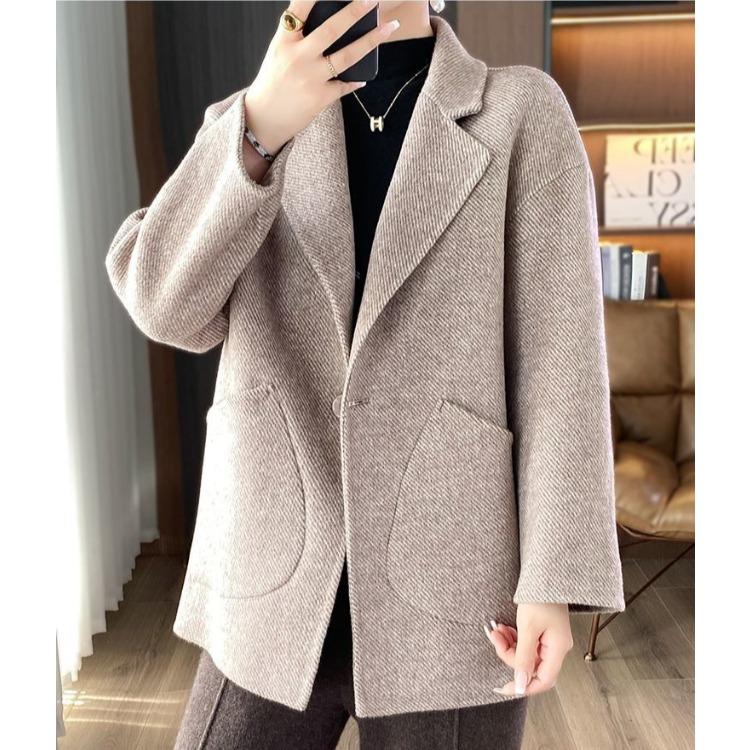 Winter Wool Coat for Women Loose Fit Tweed Jacket Oversized Warm Outerwear
