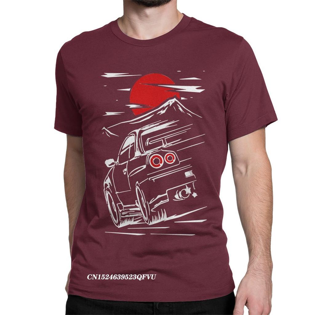 New Men T-Shirts Car Vintage Premium Cotton Tee Shirt Japanese Print Tops T Shirts Clothes