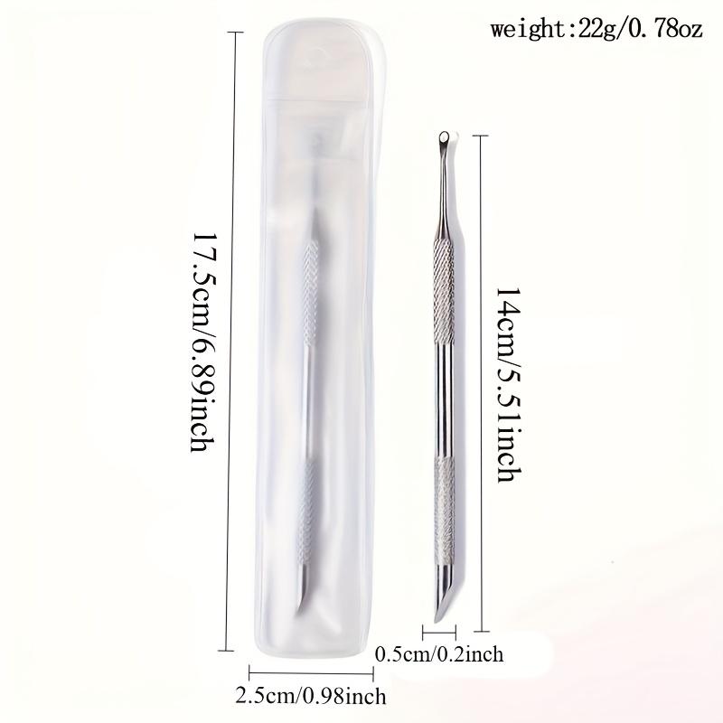 Double-Headed Nail Pusher Stainless Steel Cuticle Remover Exfoliation Prep Tool Clean Dead Skin Circle Bevel Shovel Manicure Pen