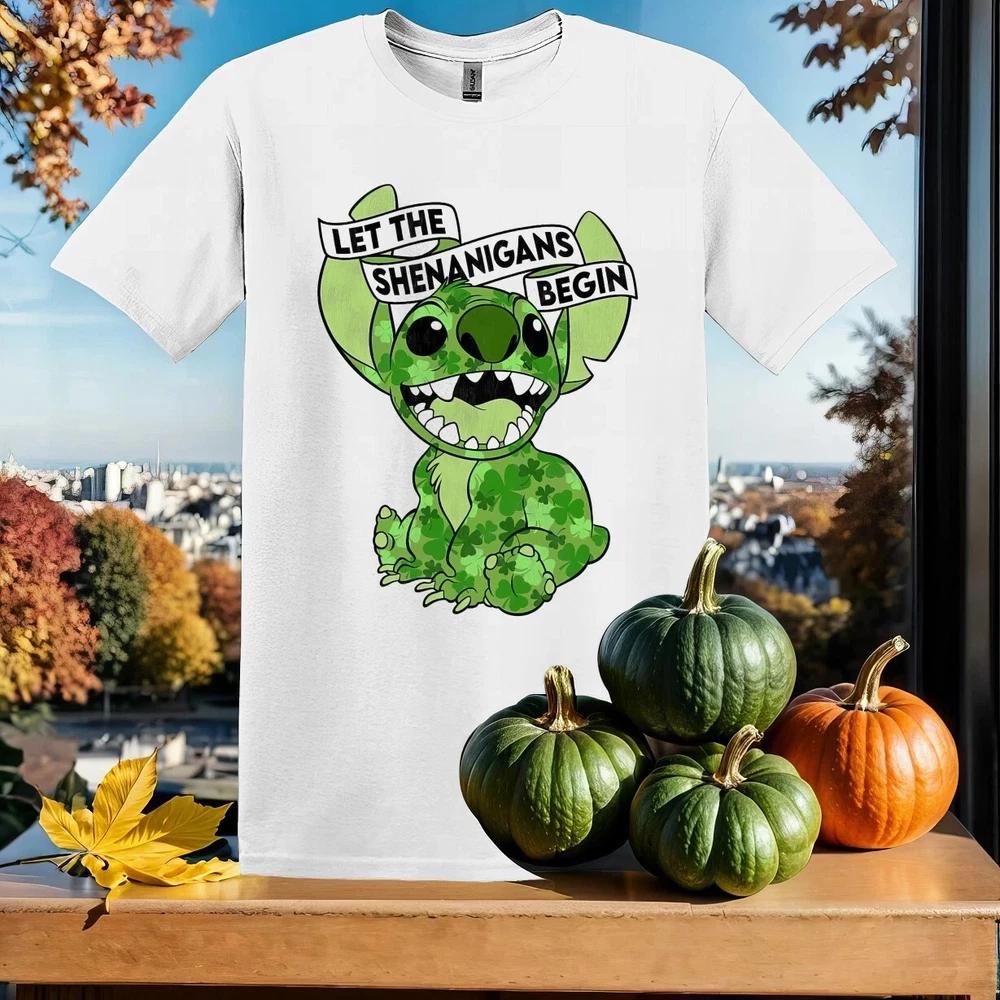 Stitch St Patricks Day Let The Shenanigans Begin White TShirt Size S4XL S