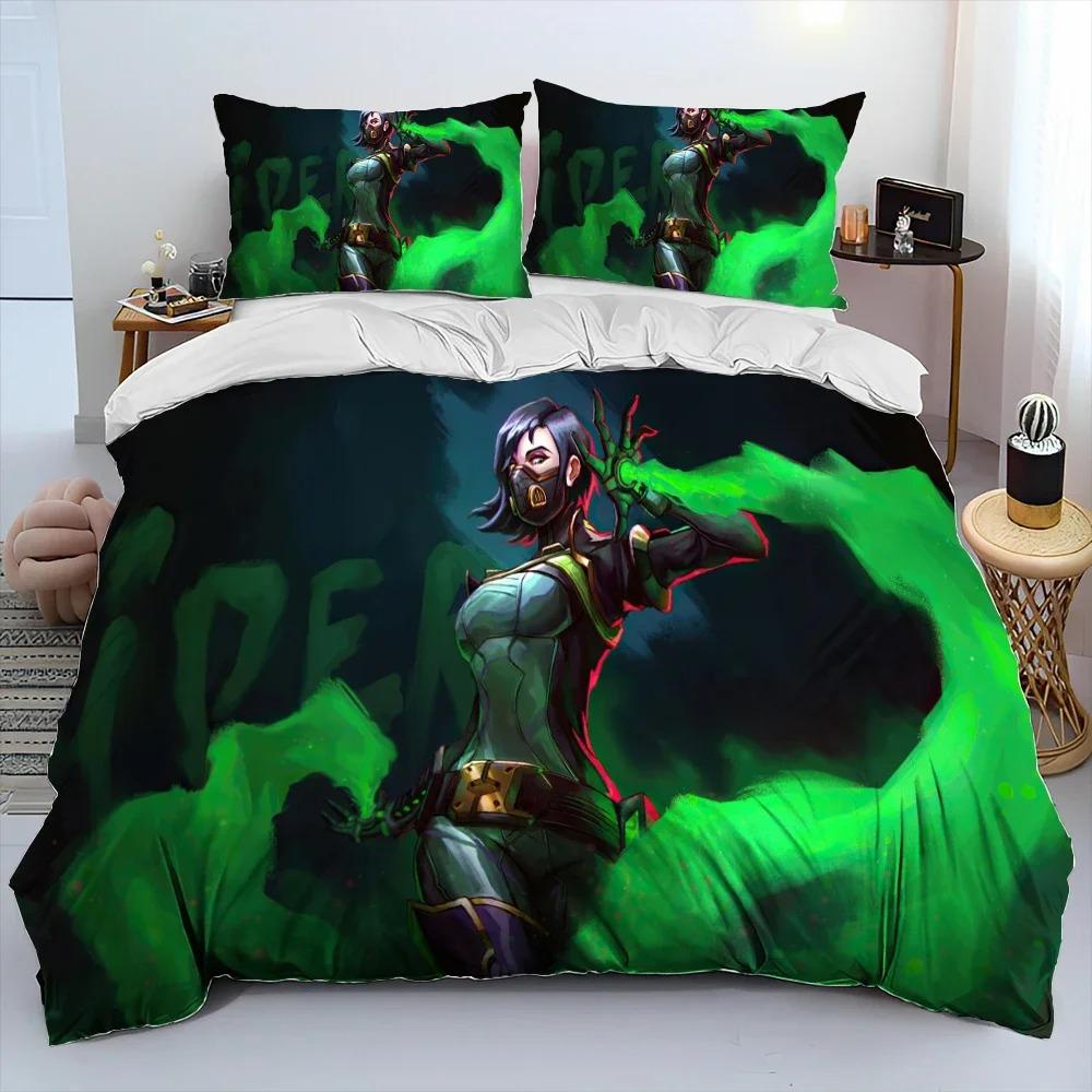3D VALORANT Game Gamer Cartoon Comforter Bedding Set,Duvet Cover Bed Set Quilt Cover Pillowcase,king Queen Size Bedding Set Kid