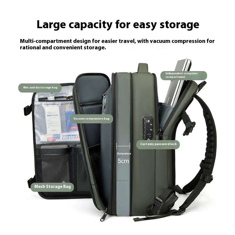 Backpack Men's Casual Large Capacity Multifunctional Travel Bag Vacuum Compression Anti-splashing Water Business Travel Computer Bag