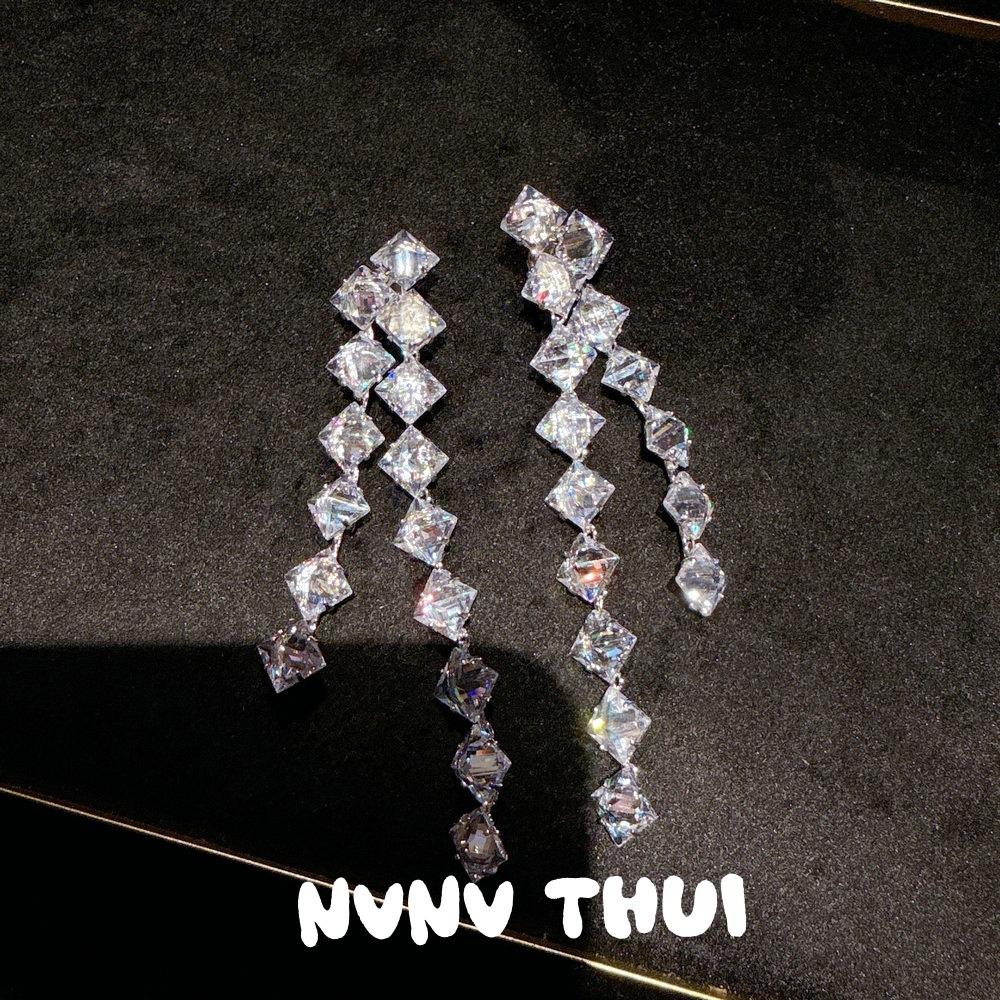 Annual Meeting Jewelry, Auspicious Cloud Gourd Gemstone Earrings, Banquet Haute Couture Irregular Carat Water Drop Fringed Earrings