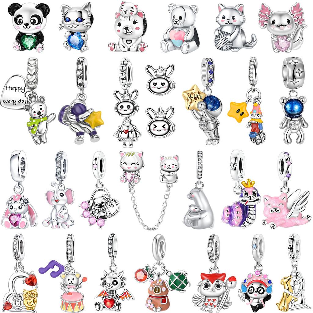 Copper Animal Charms Bear Rabbit Dog Panda Elephant Pig Kapibala Beads Pendants Fit Bracelet Diy Fine Jewelry Gift