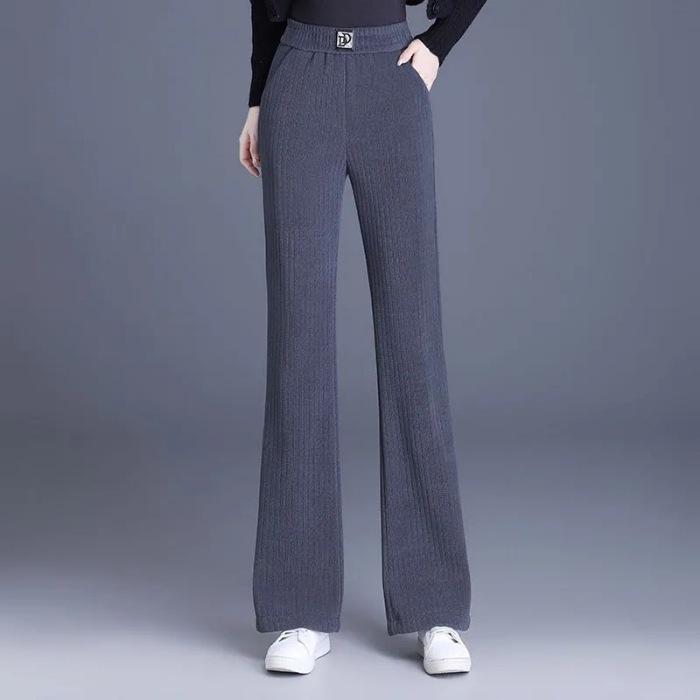 

Women s Extra Thick Chenille Fleece Straight-Leg Pants - Autumn/Winter Lambswool Casual Flared Design XL сірий колір