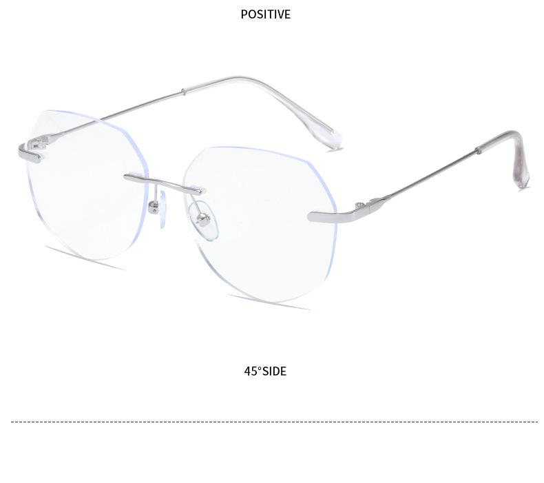 Chic Square Frameless Anti-Blue Light Glasses for Women - Metal Retro Eyewear