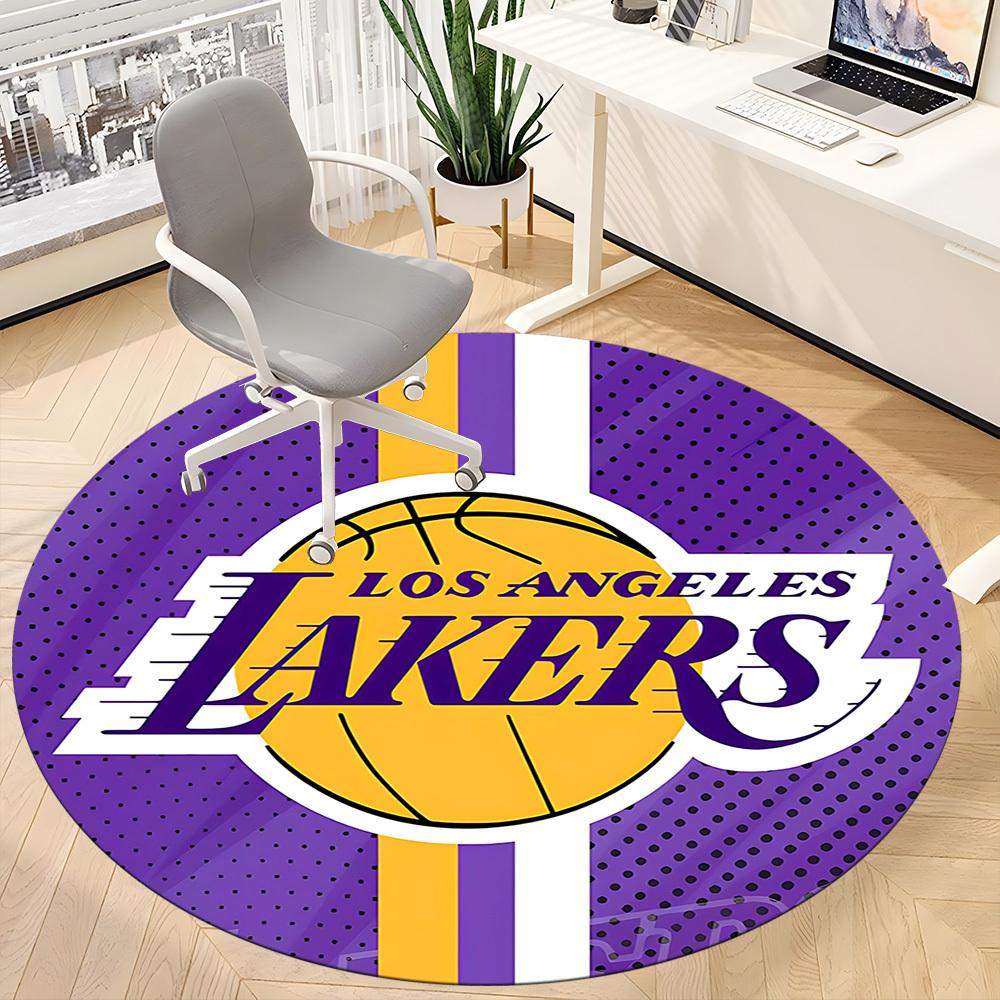1pz Tappeto Rotondo da Ufficio Basket Lakers, Tappetino da Interno Adatto per Ufficio, Sotto Sedie da Ufficio Camera da Letto Soggiorno Decorazione Casa, Decorazione Stanza