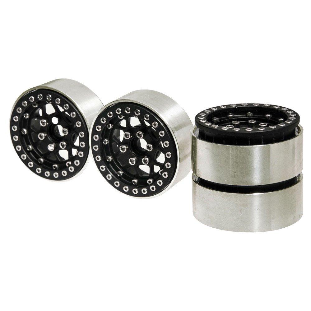 RC Wheel Parts, 1.9-inch, 26mm Thick Beadlock Wheel Rims, Upgraded, Internal Beadlock for Axial SCX10, #48, Pack of 4