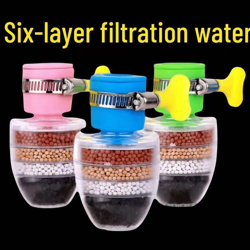 Six-Layer Splash-Proof Water Filter and Multi-Function Faucet Nozzle for Kitchen and Shower.