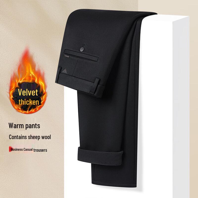 

MONTAGUT Men s Winter Lamb Wool Stretch Straight-Leg Casual Pants 34