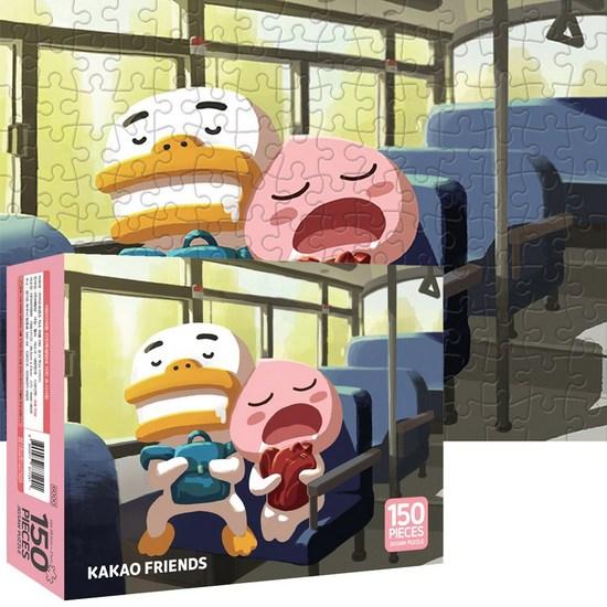 Puzzle Village Yerimdang 150P Kakao Friends 2 Type Sleep Tube and School Bus Piece Puzzle Mini Puzzle Insert Piece 150 Pieces, Korean popular puzzles