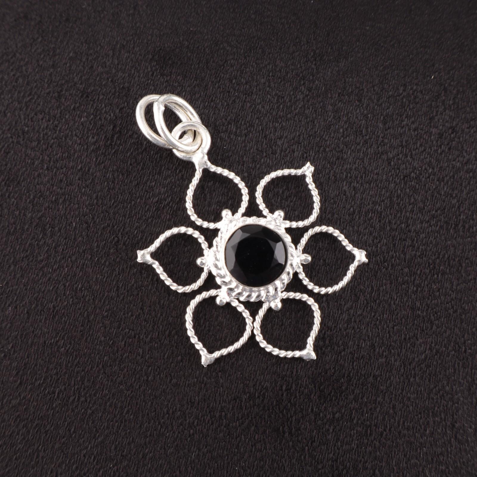 

Август Круглый Натуральный Ограненный Черный Оникс Стерлинговое Серебро Подарок Сестрам Новый Кулон PP-18-38