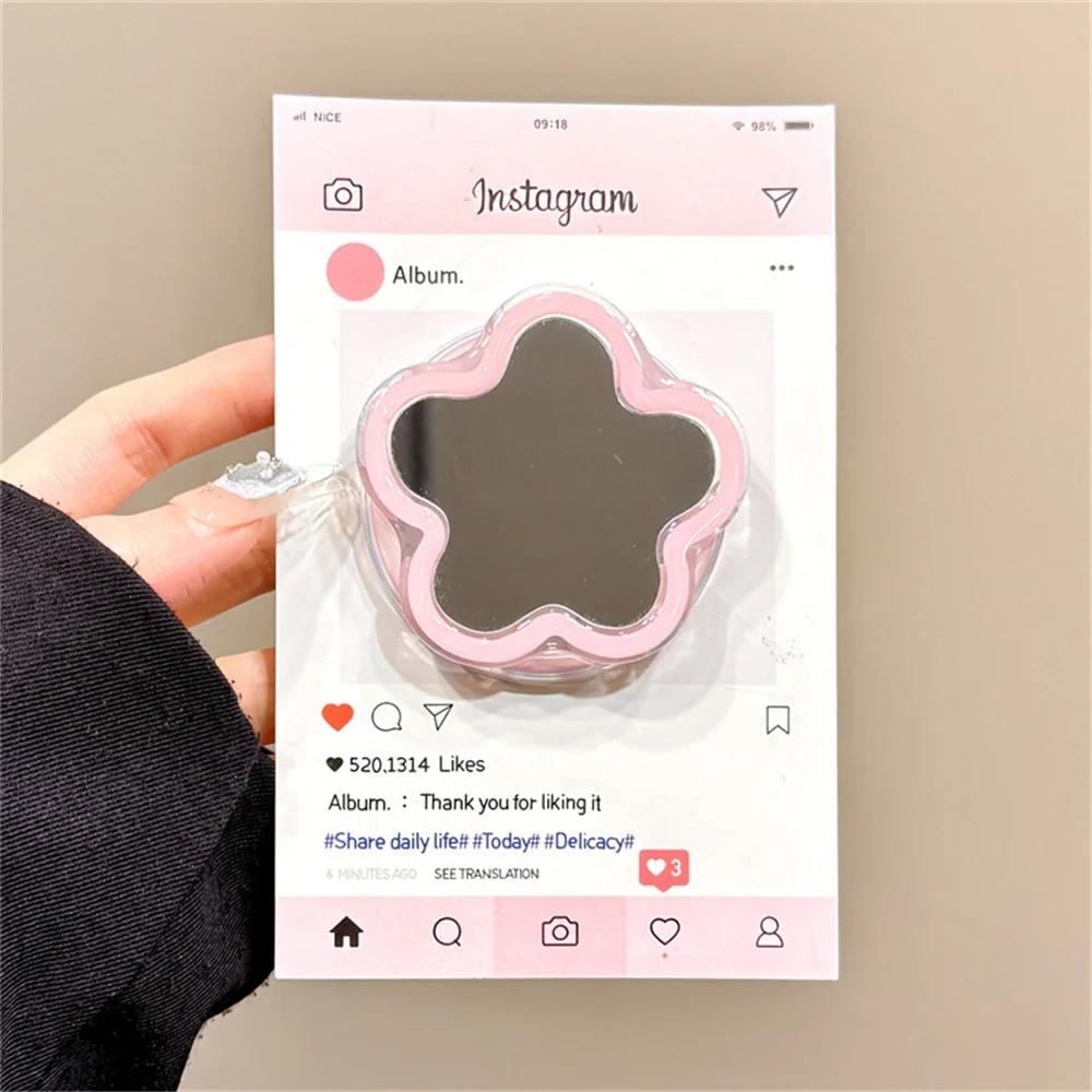 Korean Cute Pink Blue Star Mirror For Magsafe Griptok Holder Phone Finger Ring Stand Support For iPhone 16 Pro Max Girl Bracket