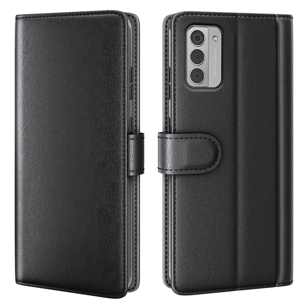 

For Nokia G42 Case Genuine Split Leather Phone Cover with Wallet Stand Black