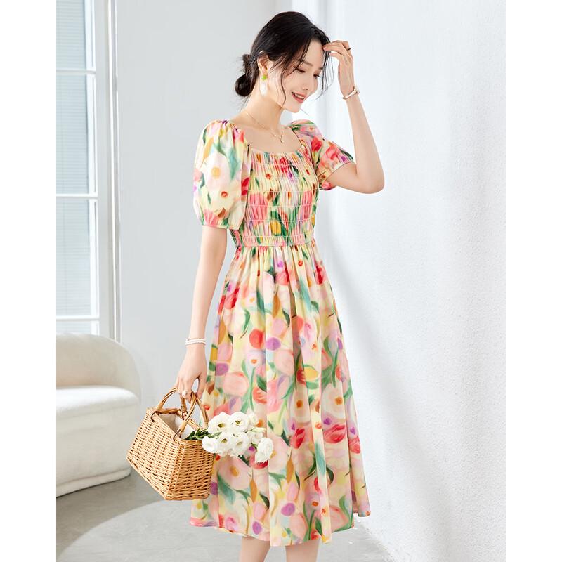 TERRE BLEUE Fashion A-line Short-Sleeved Dress M