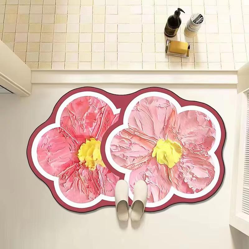 Creative Diatom Mud Floor Mat Irregularly Shaped Floral Absorbent Carpet Bathroom Anti-slip Flower Foot Mat