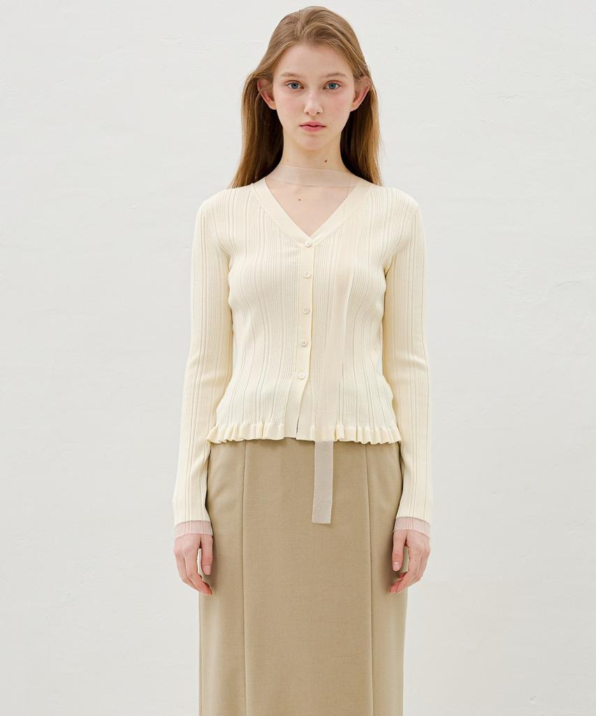 Ollibeudeollibeu Frill-Trimmed Hem Tie Pullover Ok6Sp1700