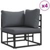 10 Piece Black Aluminum Garden Sofa Set with Cushions