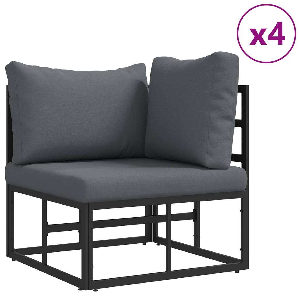 10 Piece Black Aluminum Garden Sofa Set with Cushions