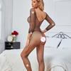 Women Rhinestone Fishnet Crotchless Bodystocking For Adult See Through Nightwear Men Erotic Ultra-Thin Mesh Transparent Teddies
