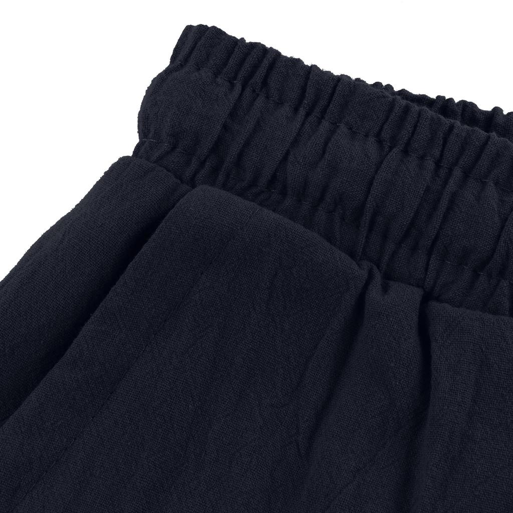 Men's Casual Color Cotton Linen Loose Cropped Pants Straight Linen Pants