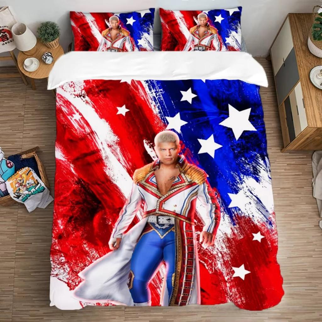 WWE Bedding Set American Nightmare Cody Rhodes 3D Soft Polyester Duvet Cover Set Single Double Twin King Size Teens Adults Home