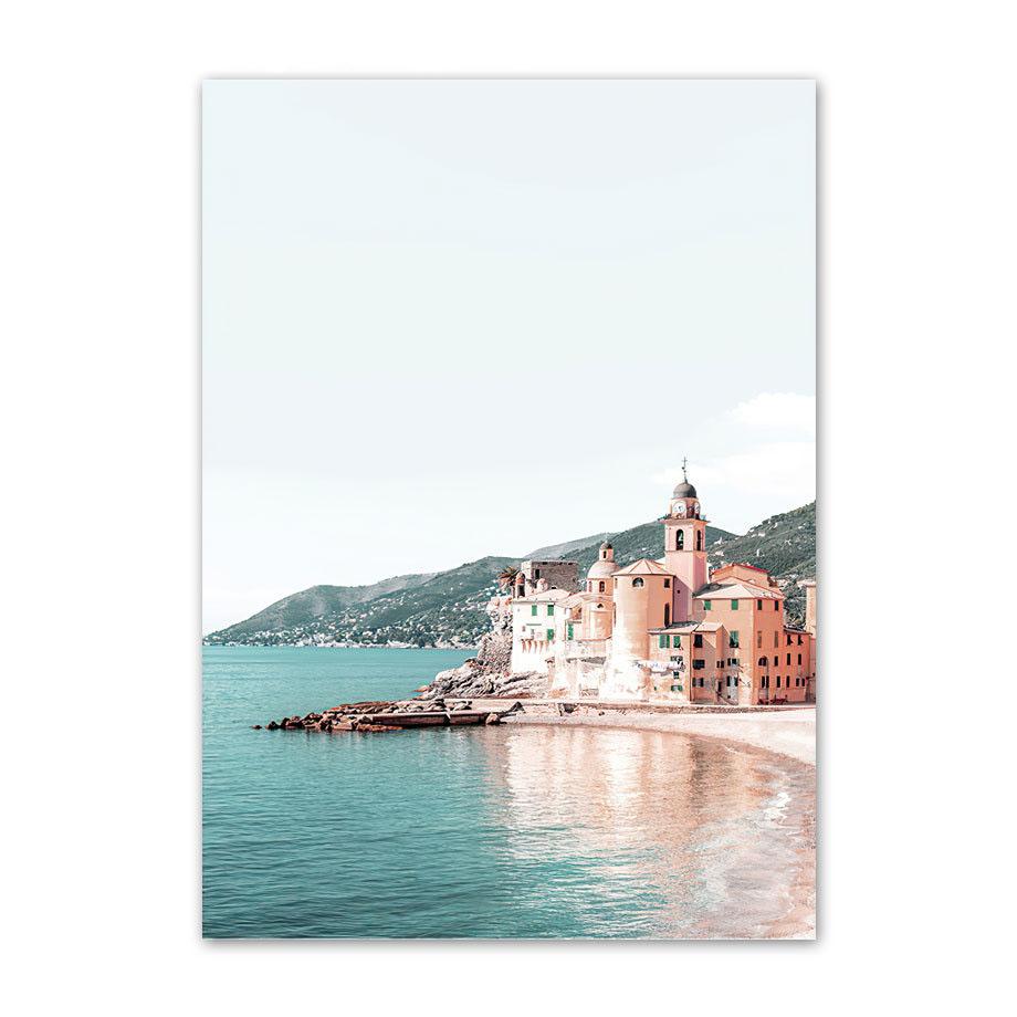 Venice Amalfi Coastal City Poster River Waterfall Canvas Painting Nordic Bedroom Art Wall Picture For Livingroom Home Decoration