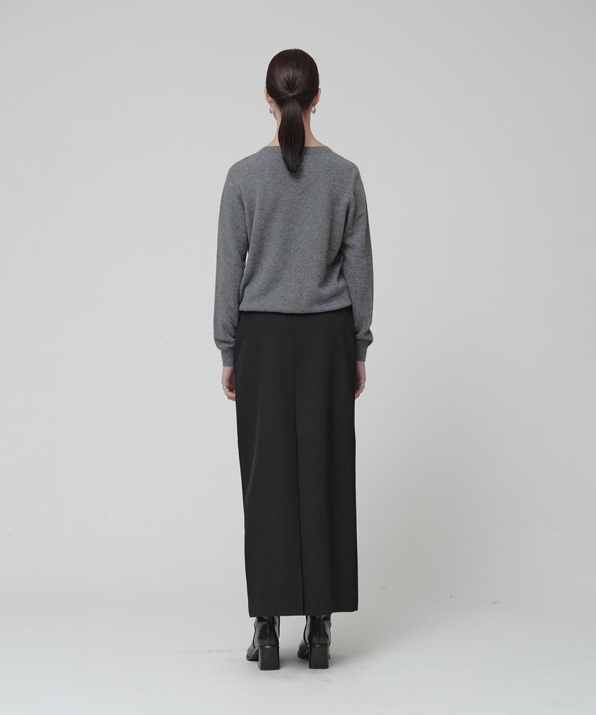 MUSEE [Essentiel] Aubier Minimal Wool-Blend Long Maxi Skirt_Black