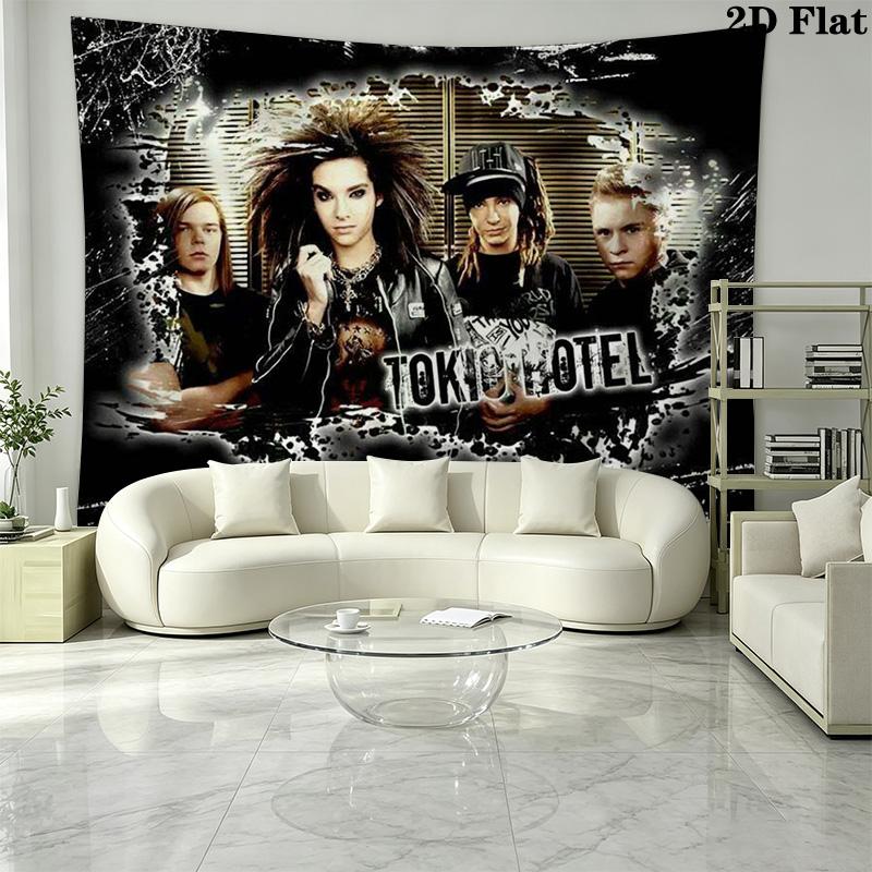 Tokio Hotel Wall Tapestry Aesthetic Wall Hanging Printed Fabric Blanket Decorative Tapestries for Bedroom Living Room Home Decor