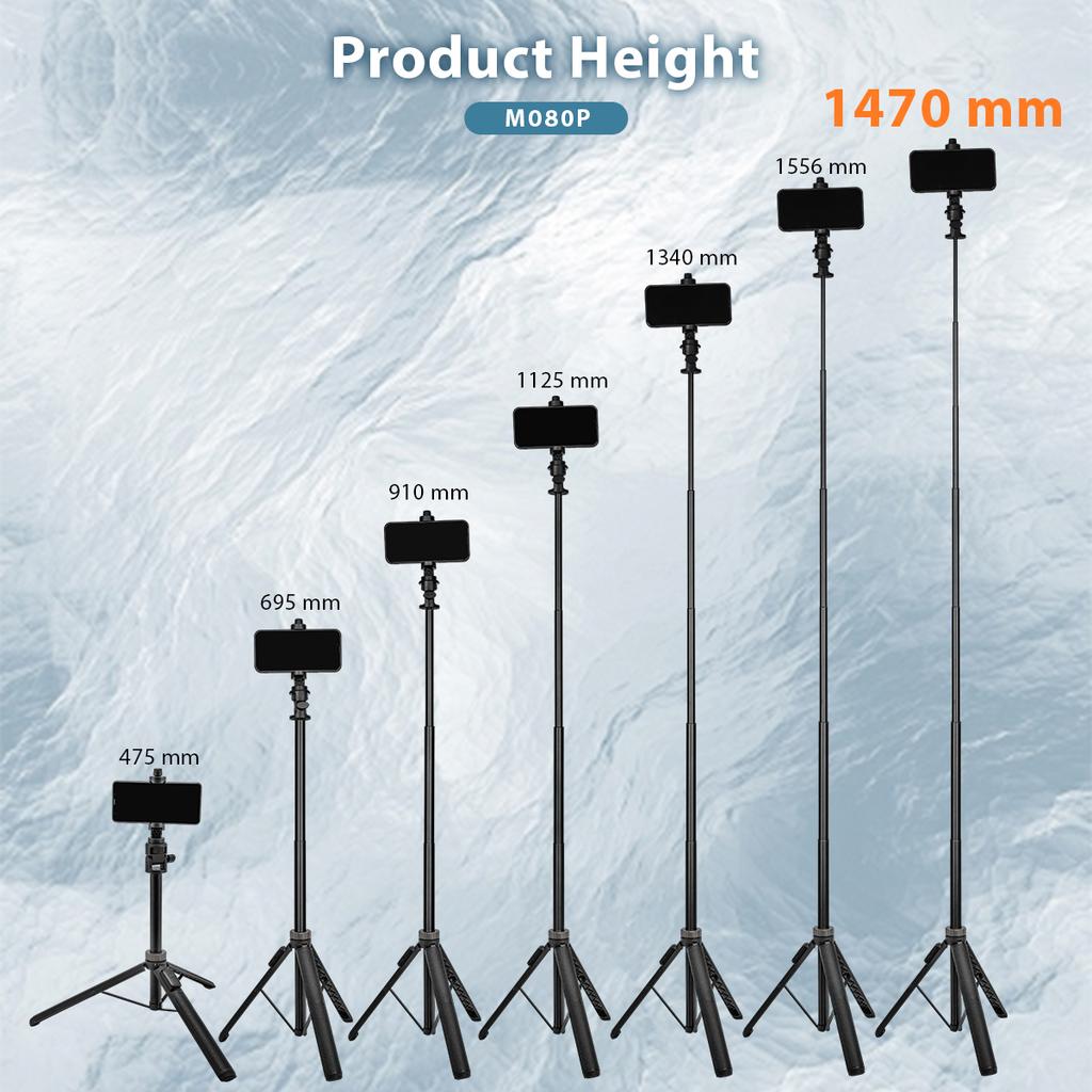 Kingjoy M080P Foldable Aluminum Alloy Telescopic Selfie Live Broadcast Table Mobile Phone Tripod Face Tracking Remote Control