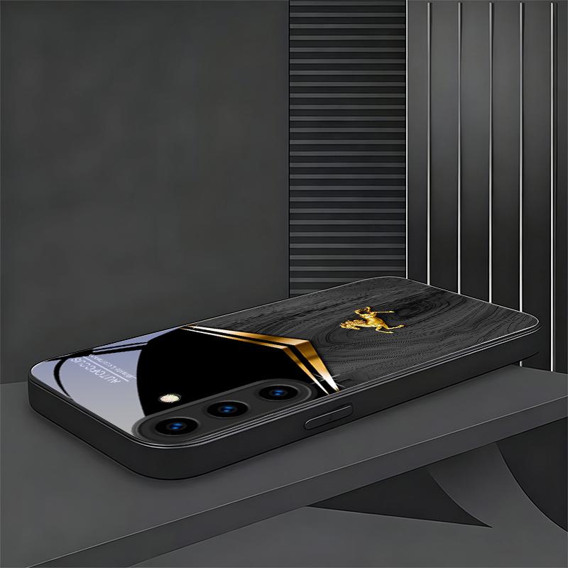 Golden Stallion Black Phone Case For Samsung Galaxy S26 Ultra S25 Edge S24 FE S23 Plus S22 S21 S20 S22 25 24 Glass Back Cover