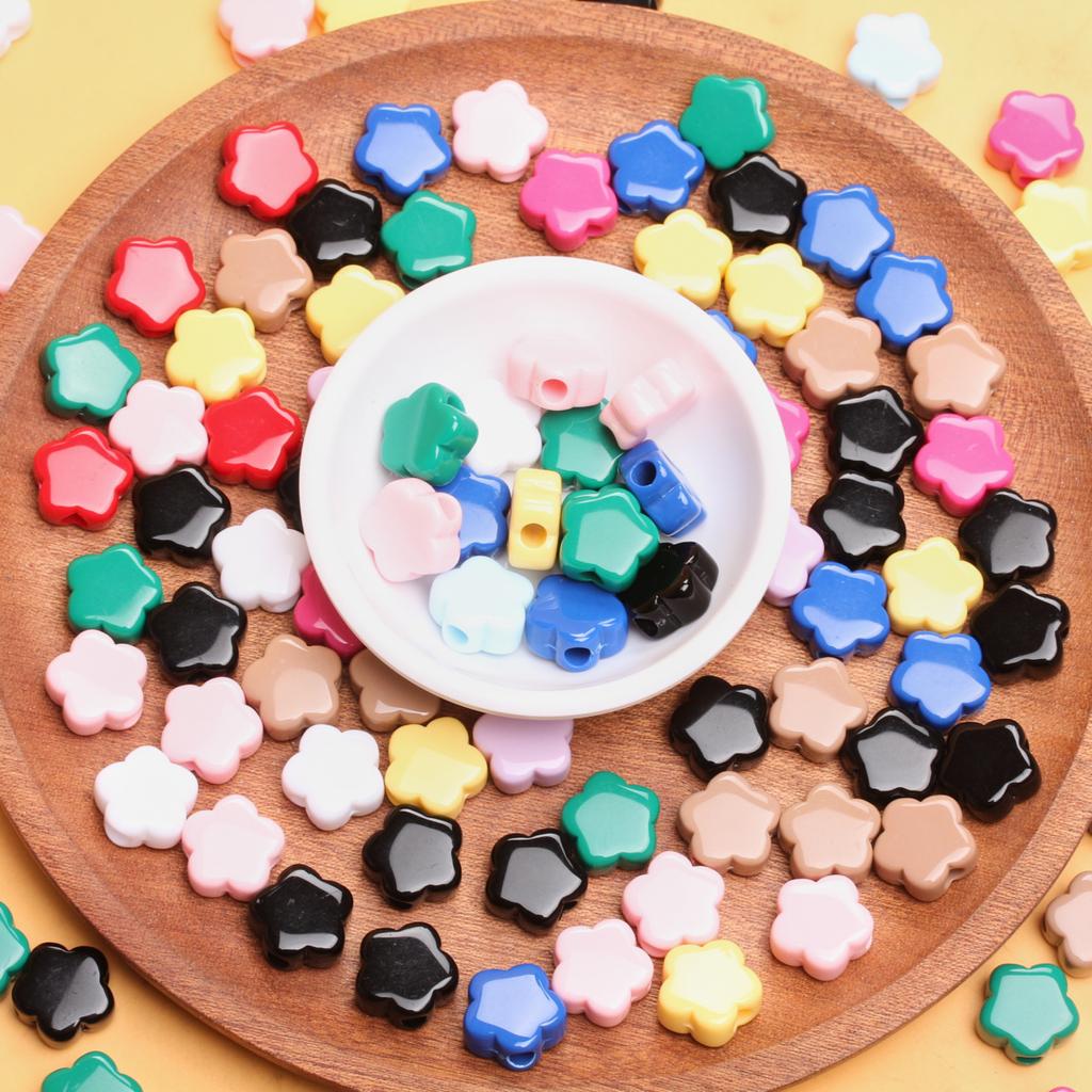 500g About 410Pcs Flower 14.5mm Loose Beads Jewelry Accessories Acrylic Solid Color