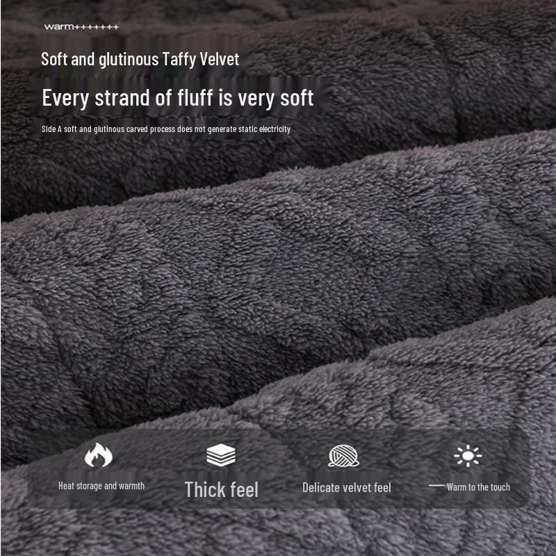 Coral Fleece Blanket Thick Three-Layer Coral Fleece Winter Blanket with Flannel and Lamb's Wool, Single Double Size