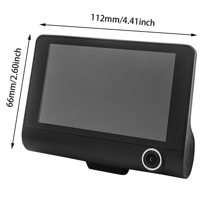 Видеорегистратор для автомобиля Автомобильный видеорегистратор 4-дюймовый Видеозапись переднего и заднего вида 3 способа 1080P Видеорегистратор