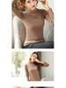Women's Long-Sleeve Slim Fit Korean Style T-Shirts for Autumn/Winter with Half-High Collar