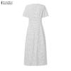 ZANZEA Women Casual V-Neck Polka Dot Print Short Sleeve Dress