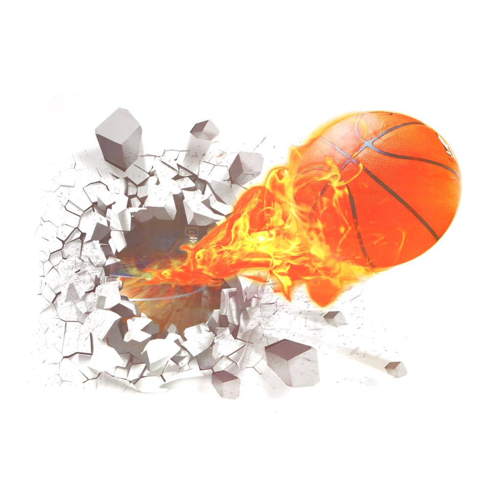

3D Basketball Wall Sticker PVC Self Adhesive Breakthrough Fireball Wall Decals for Kids Bedroom Playroom Wall Decor Art Mural