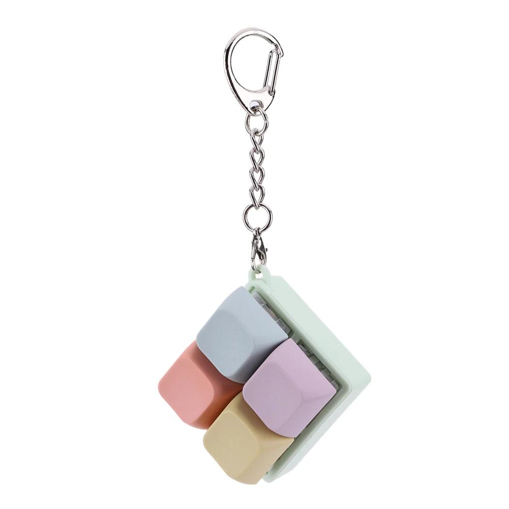 Finger Keyboard Fidget Toys 4-Button Keyboard Fidget Clicker Keychain Finger Calming Keychain Stress Relief Toys for Kids Adults